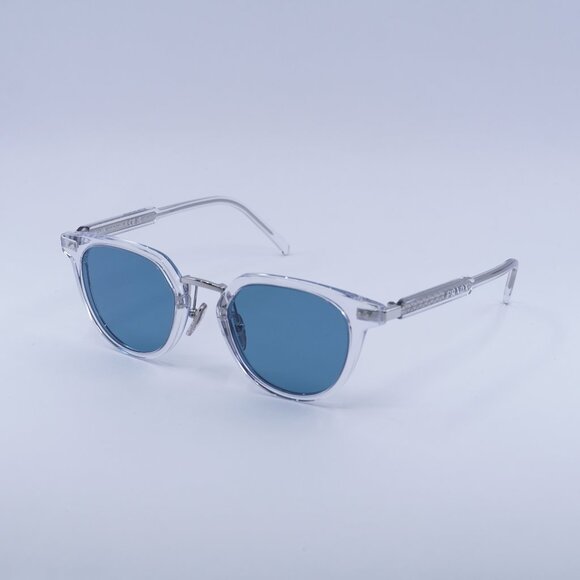 Prada PR17YS 2AZ04D Sunglasses Crystal Round Frame  Green Polarized Lenses